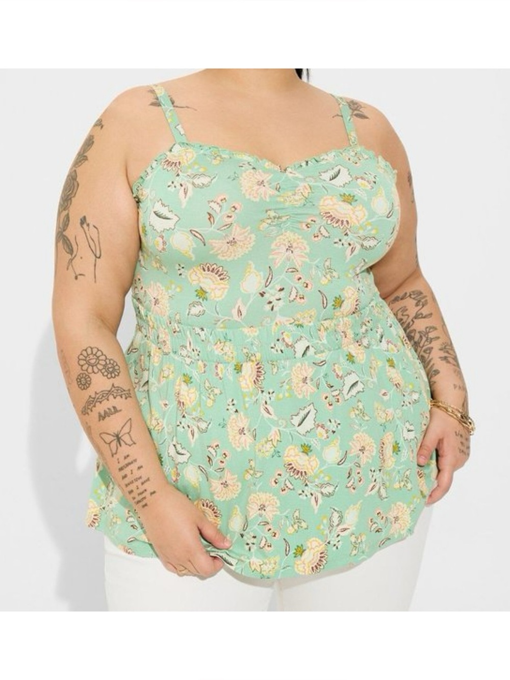 Torrid Super Soft Floral Peplum Tank in Mint Green